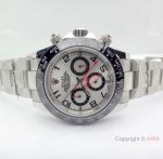 Best Quality Rolex Daytona Replica Silver Arabic Dial Black Ceramic Bezel watch 40mm